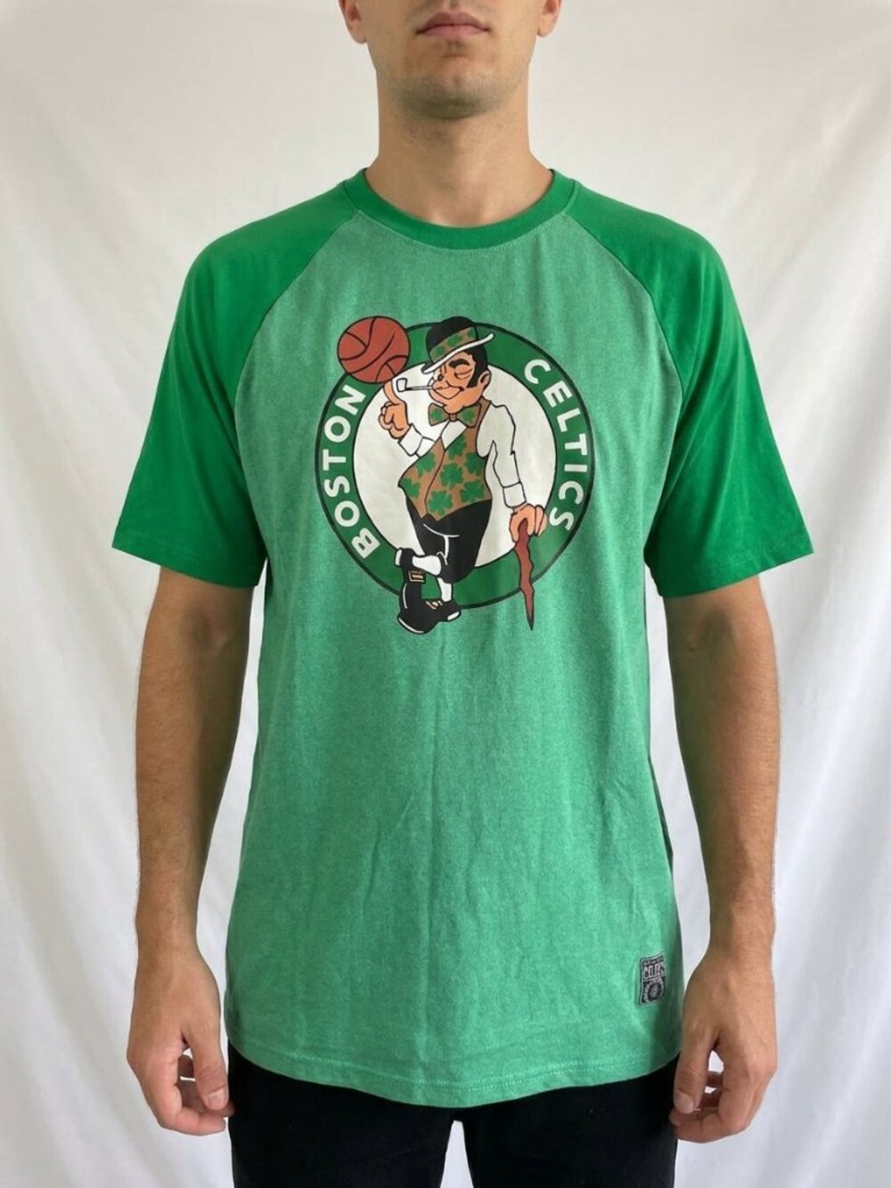 NWT Boston Celtics NBA Logo Raglan Tee — Green, Men's L
